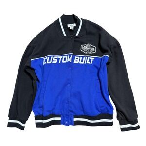 Refuge Athletics Jacket Mens Large Black Blue Speedway Born‎ To Ride Moto Racing